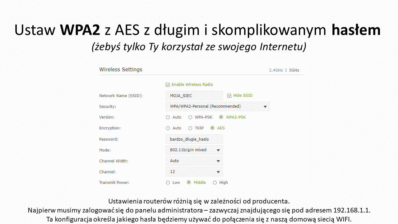 Ustaw WPA2 z AES